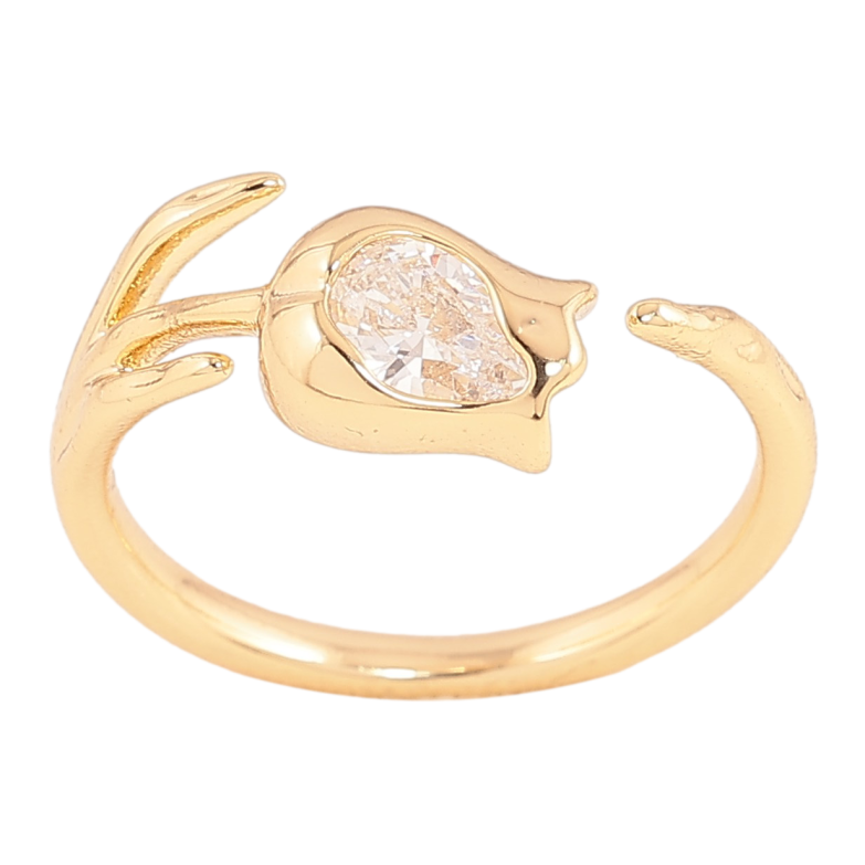 Каблучка Xuping колір Позолота 14K "Тюльпан із кристалом" фото №11 Каблучка Xuping колір Позолота 14K "Тюльпан із кристалом" фото №11