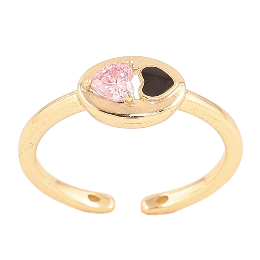 Кольцо Xuping цвет Позолота 14K "Розовое и черное сердечки" фото №1 Кольцо Xuping цвет Позолота 14K "Розовое и черное сердечки" фото №1