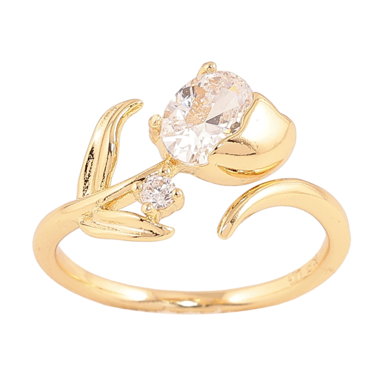 Кольцо Xuping цвет Позолота 14K "Кристальный цветок" фото №10