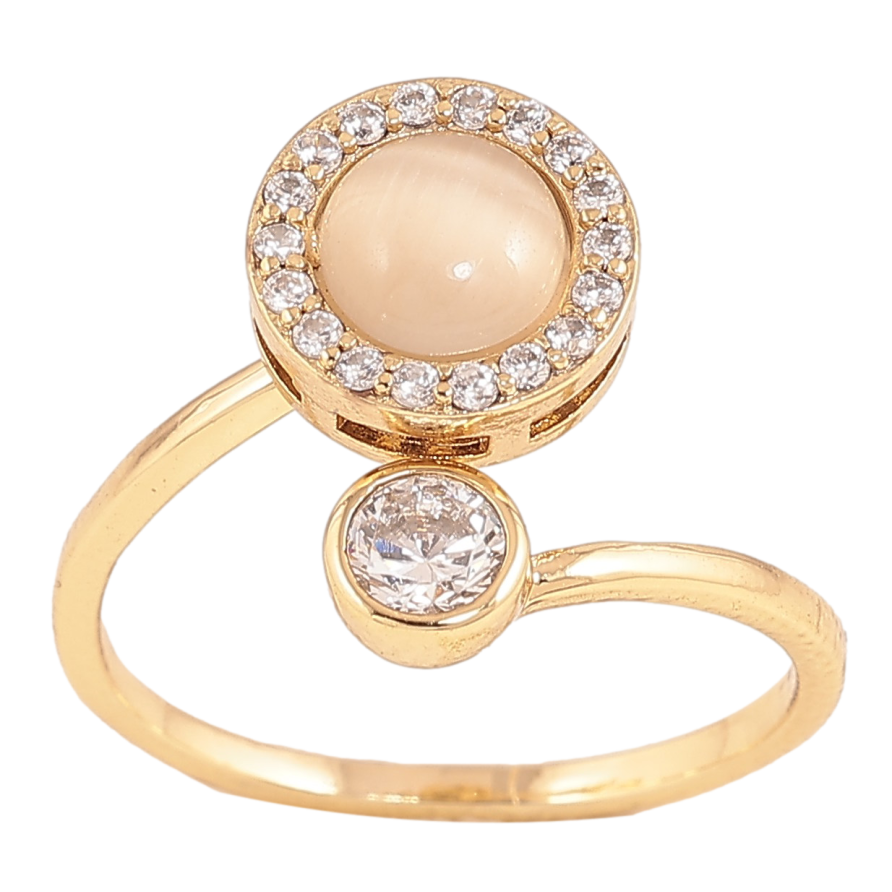 Кольцо Xuping цвет Позолота 14K "Спинер с кристаллами и "Кошачим глазом" фото №1 Кольцо Xuping цвет Позолота 14K "Спинер с кристаллами и "Кошачим глазом" фото №1