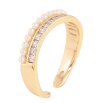 Кольцо Xuping цвет Позолота 14K "Дорожки кристаллов и жемчужин" фото №2 Кольцо Xuping цвет Позолота 14K "Дорожки кристаллов и жемчужин" фото №2