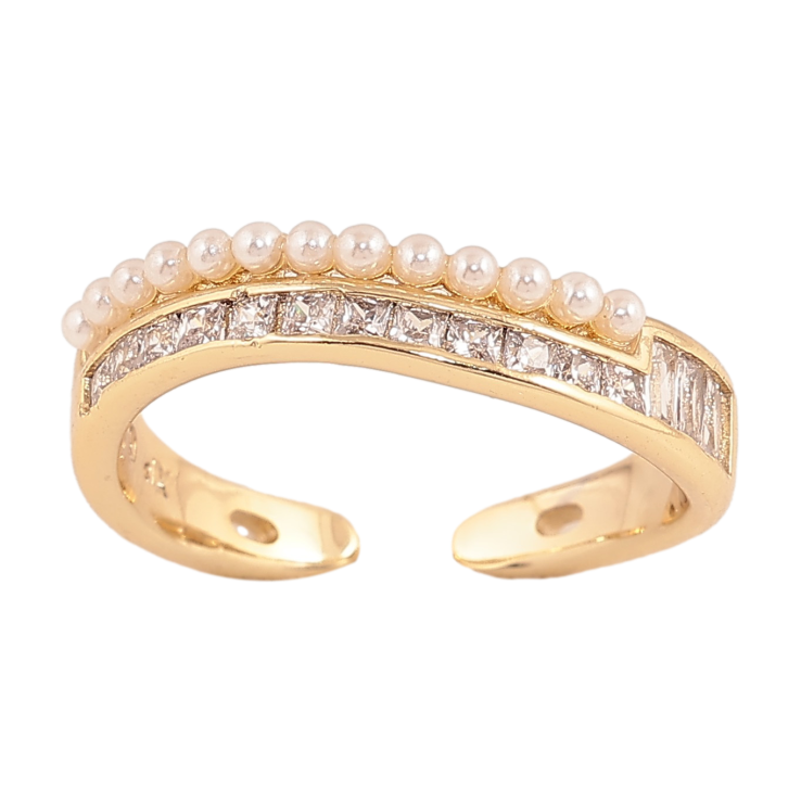 Кольцо Xuping цвет Позолота 14K "Дорожки кристаллов и жемчужин" фото №14
