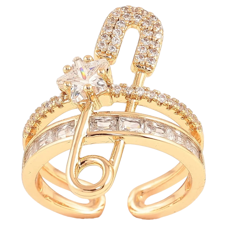 Каблучка Xuping колір Позолота 18K «Доріжки цирконію з шпилькою і кришталевою зіркою» фото №13 Каблучка Xuping колір Позолота 18K «Доріжки цирконію з шпилькою і кришталевою зіркою» фото №13