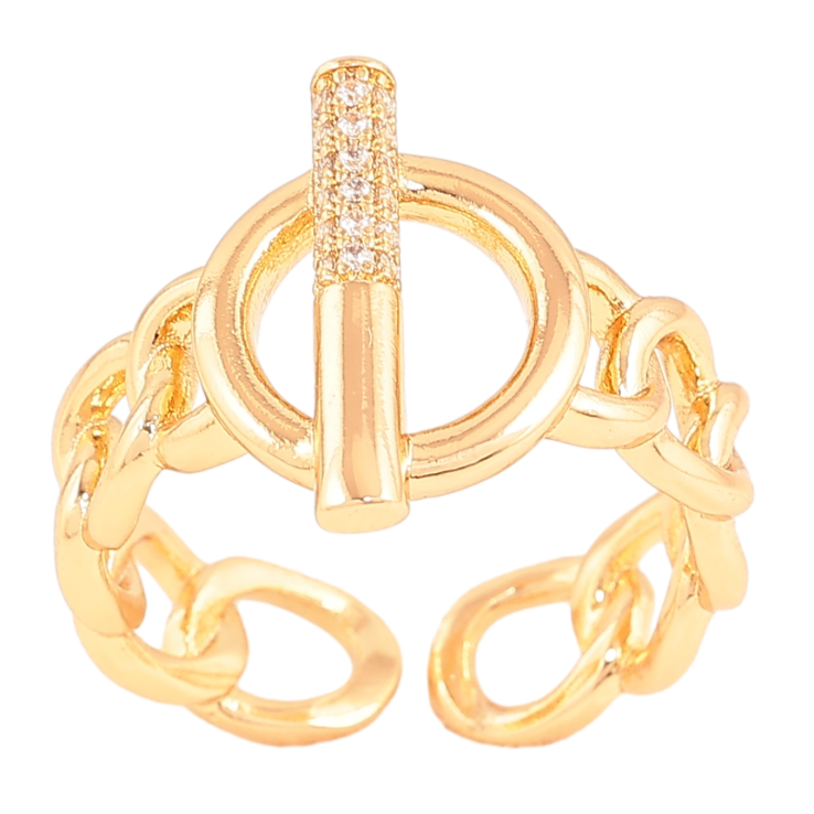Каблучка Xuping колір Позолота 18K "Декоративний візерунок ланцюжок з колом" фото №7