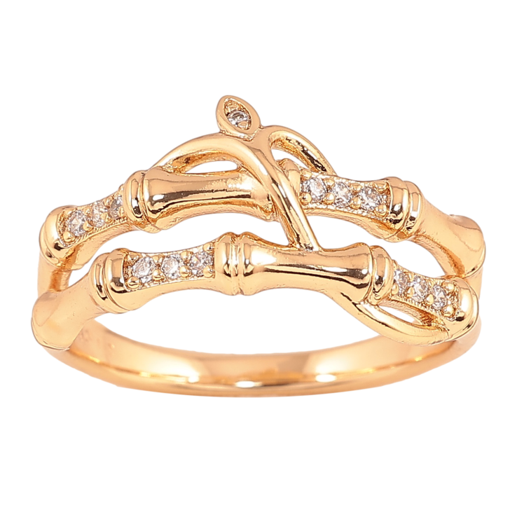 Каблучка Xuping колір Позолота 18K "Декоративний візерунок з кристалами" фото №6 Каблучка Xuping колір Позолота 18K "Декоративний візерунок з кристалами" фото №6