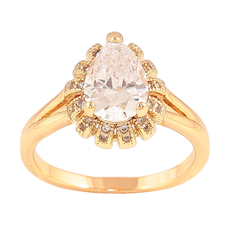 Каблучка Xuping колір Позолота 18K "Кристальна крапелька" фото №5 Каблучка Xuping колір Позолота 18K "Кристальна крапелька" фото №5