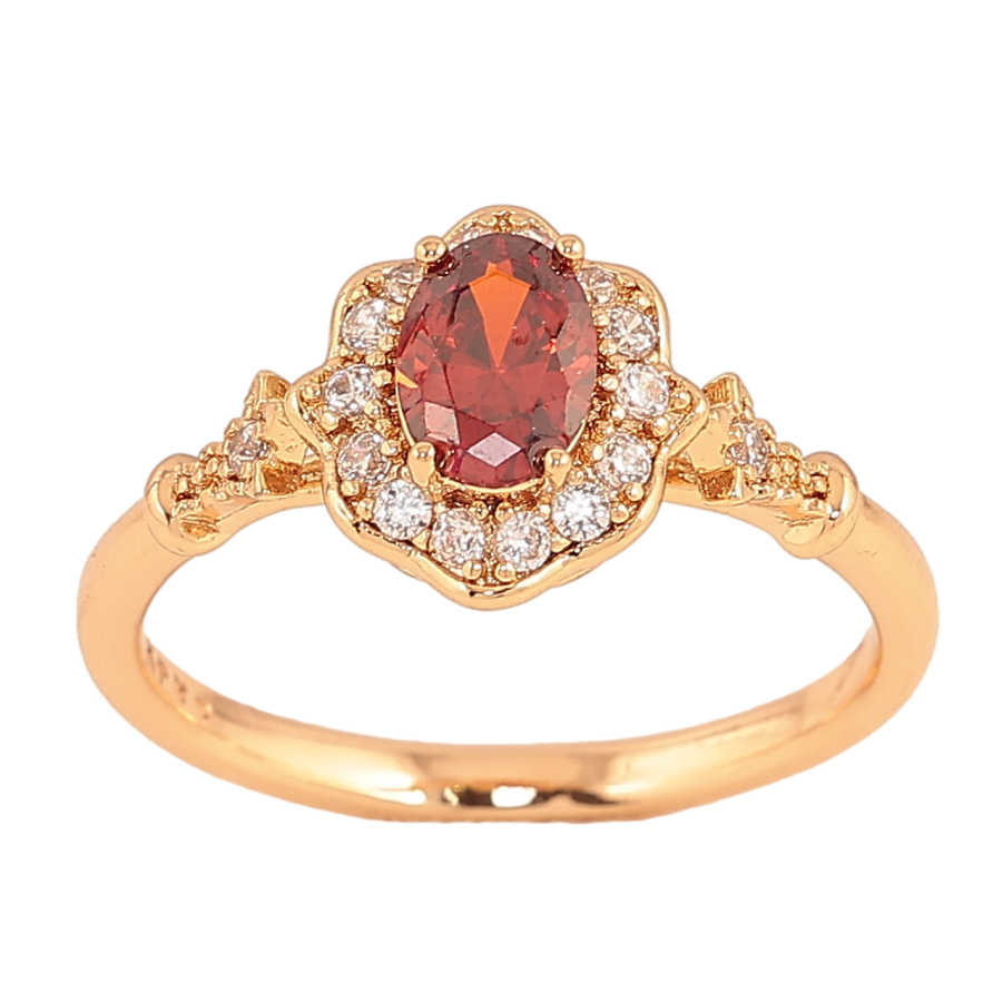 Кольцо Xuping цвет Позолота 18K "Узор с красным кристаллом" фото №1 Кольцо Xuping цвет Позолота 18K "Узор с красным кристаллом" фото №1
