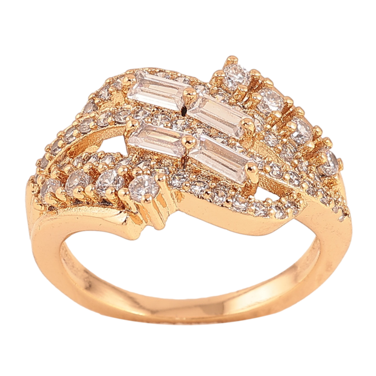 Каблучка Xuping колір Позолота 18K "Візерунок з кристалами" фото №3