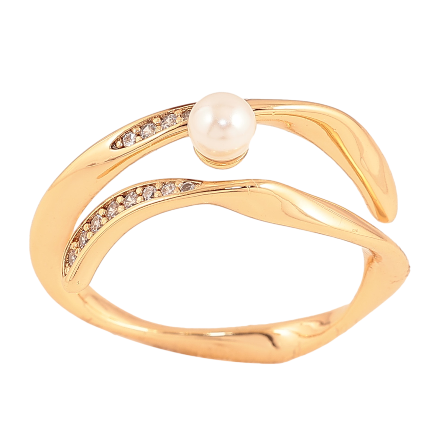 Кольцо Xuping цвет Позолота 18K "Узор с жемчужиной и кристаллами" фото №1 Кольцо Xuping цвет Позолота 18K "Узор с жемчужиной и кристаллами" фото №1