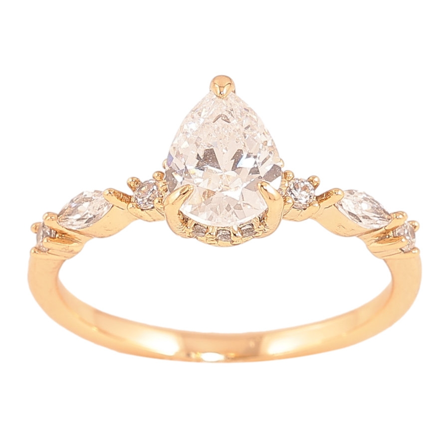 Кольцо Xuping цвет Позолота 18K "Кристальная капелька" фото №1 Кольцо Xuping цвет Позолота 18K "Кристальная капелька" фото №1