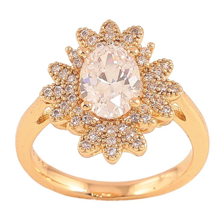 Каблучка Xuping колір Позолота 18K "Візерунок з кристалами" фото №7