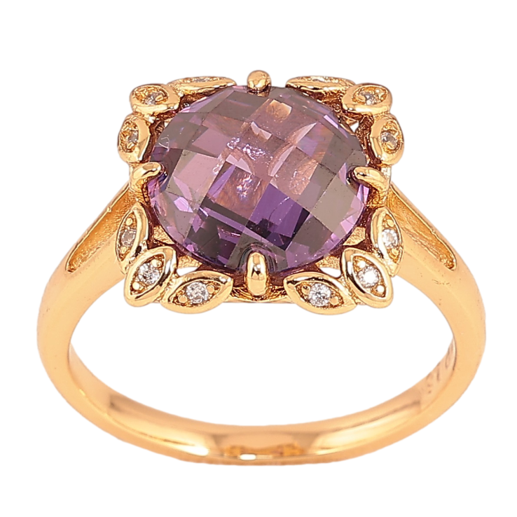 Кольцо Xuping цвет Позолота 18K "Узор с сиреневым кристаллом" фото №10 Кольцо Xuping цвет Позолота 18K "Узор с сиреневым кристаллом" фото №10