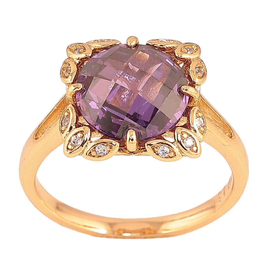 Кольцо Xuping цвет Позолота 18K "Узор с сиреневым кристаллом" фото №1 Кольцо Xuping цвет Позолота 18K "Узор с сиреневым кристаллом" фото №1