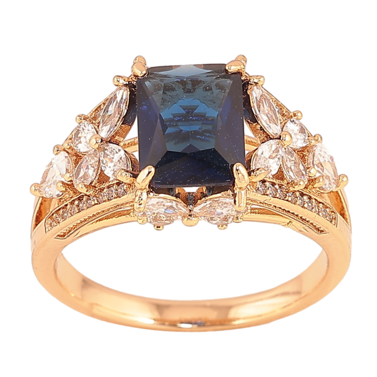Кольцо Xuping цвет Позолота 18K "Узор с синим кристаллом" фото №12 Кольцо Xuping цвет Позолота 18K "Узор с синим кристаллом" фото №12