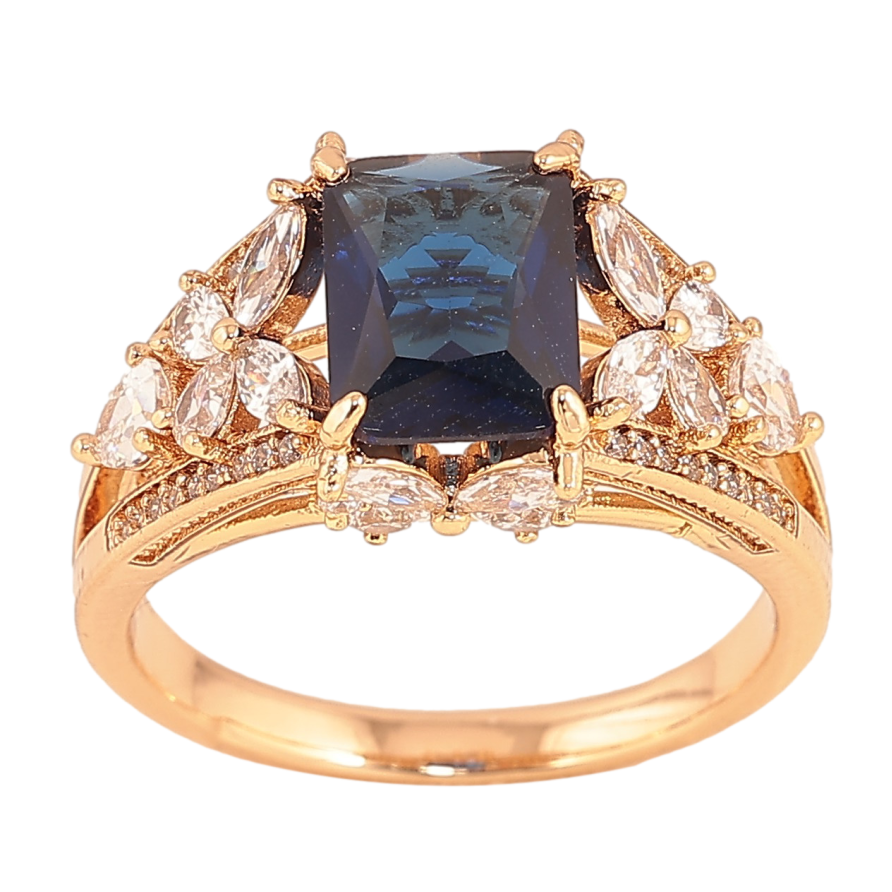 Кольцо Xuping цвет Позолота 18K "Узор с синим кристаллом" фото №1 Кольцо Xuping цвет Позолота 18K "Узор с синим кристаллом" фото №1