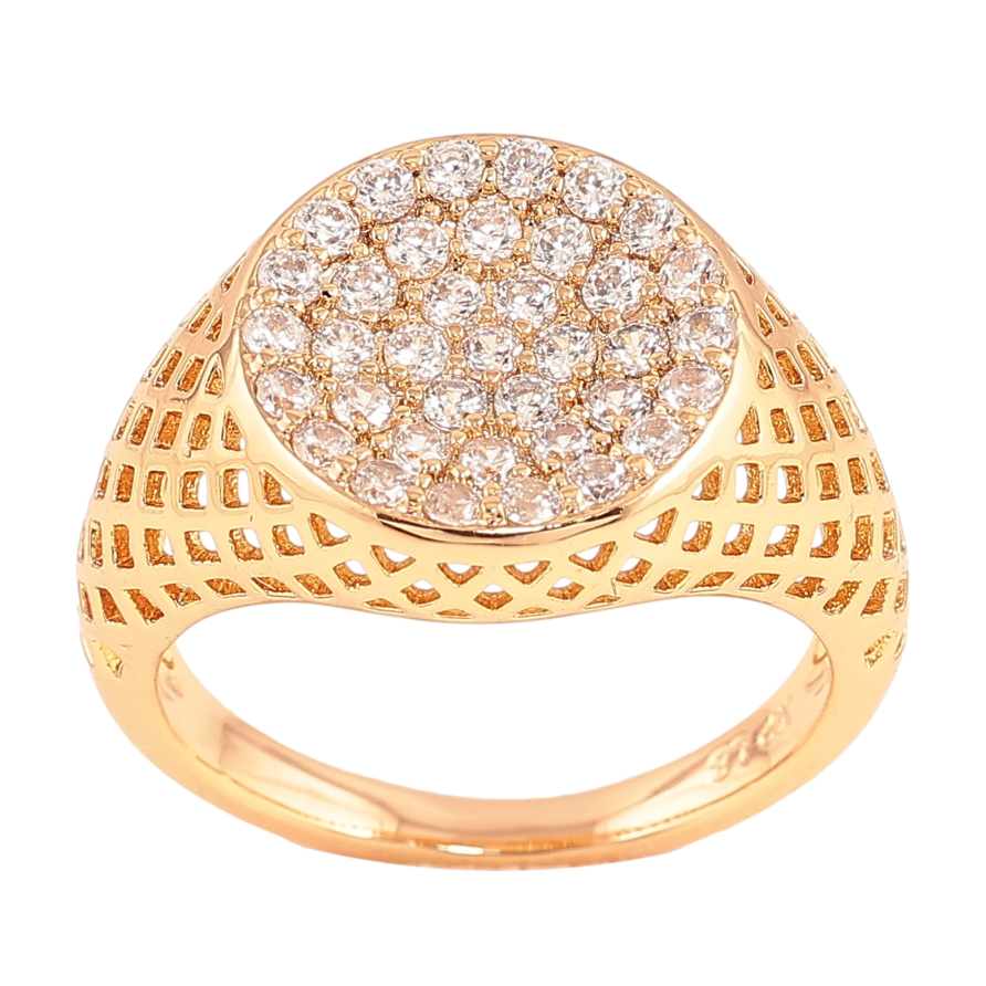 Каблучка Xuping колір Позолота 18K "Візерунок з інкрустацією кристалами" фото №1 Каблучка Xuping колір Позолота 18K "Візерунок з інкрустацією кристалами" фото №1
