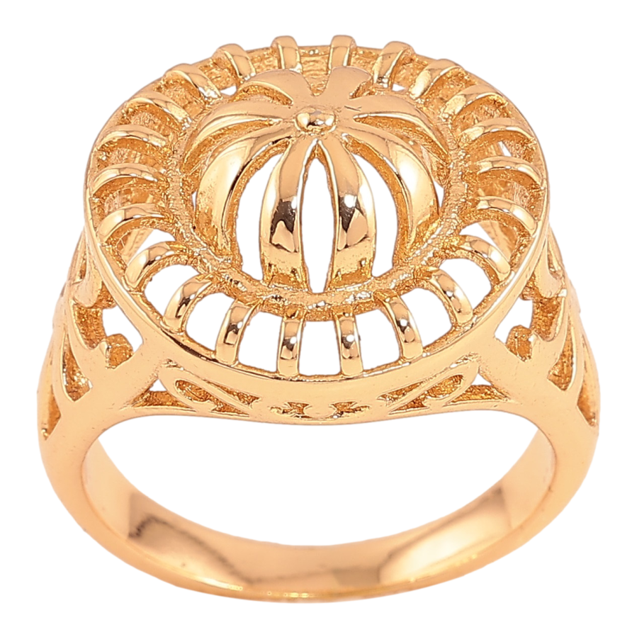 Каблучка Xuping колір Позолота 18K "Різьблений купол" фото №1 Каблучка Xuping колір Позолота 18K "Різьблений купол" фото №1