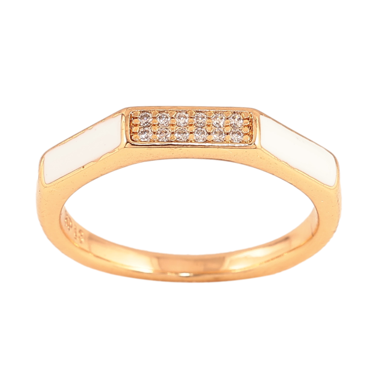 Кольцо Xuping цвет Позолота 18K "Узор с кристаллами и белой эмалью" фото №15 Кольцо Xuping цвет Позолота 18K "Узор с кристаллами и белой эмалью" фото №15