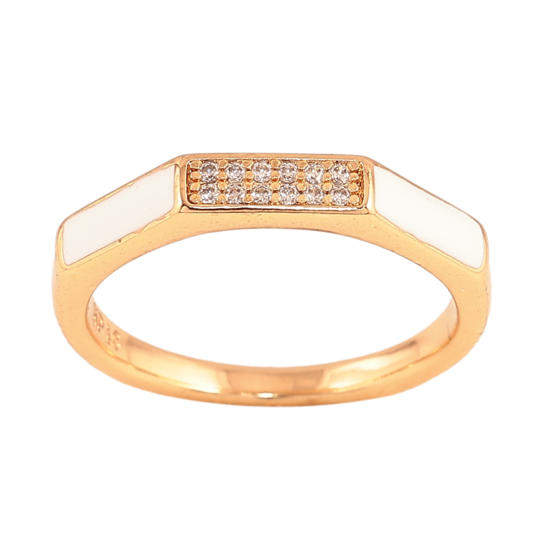 Каблучка Xuping колір Позолота 18K "Візерунок з кристалами і білою емаллю" фото №10 Каблучка Xuping колір Позолота 18K "Візерунок з кристалами і білою емаллю" фото №10