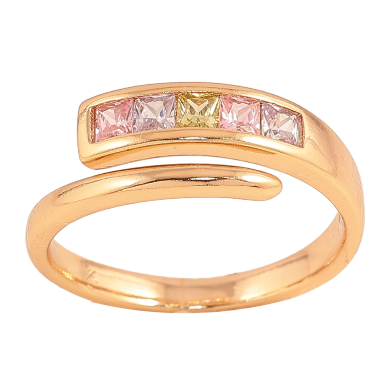 Каблучка Xuping колір Позолота 18K "Доріжка кольорових кристалів" фото №5