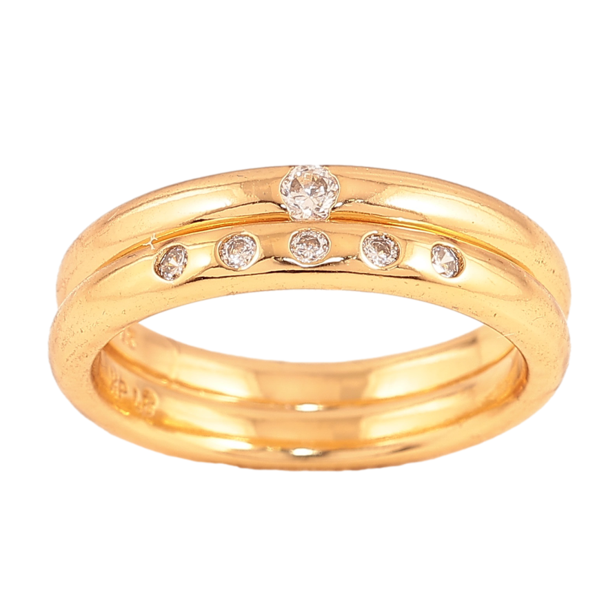 Каблучка Xuping колір Позолота 18K "Подвійне, Візерунок з кристалами" 3мм+3мм фото №1