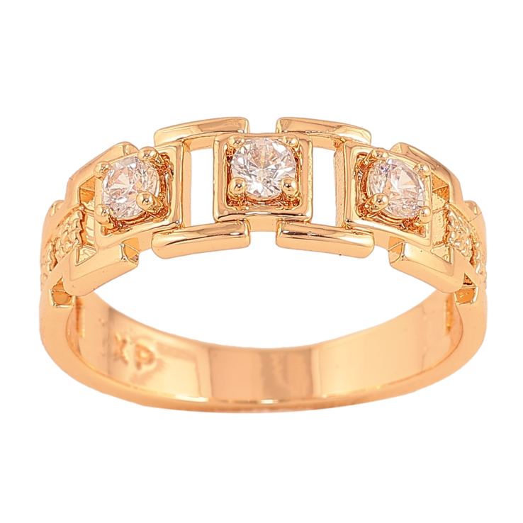 Кольцо Xuping цвет Позолота 18K "Узор с кристаллами" фото №6 Кольцо Xuping цвет Позолота 18K "Узор с кристаллами" фото №6