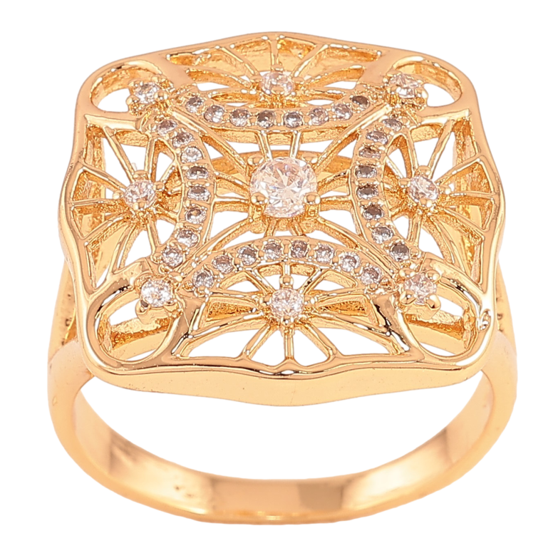 Каблучка Xuping колір Позолота 18K "Візерунок з кристалами" фото №3