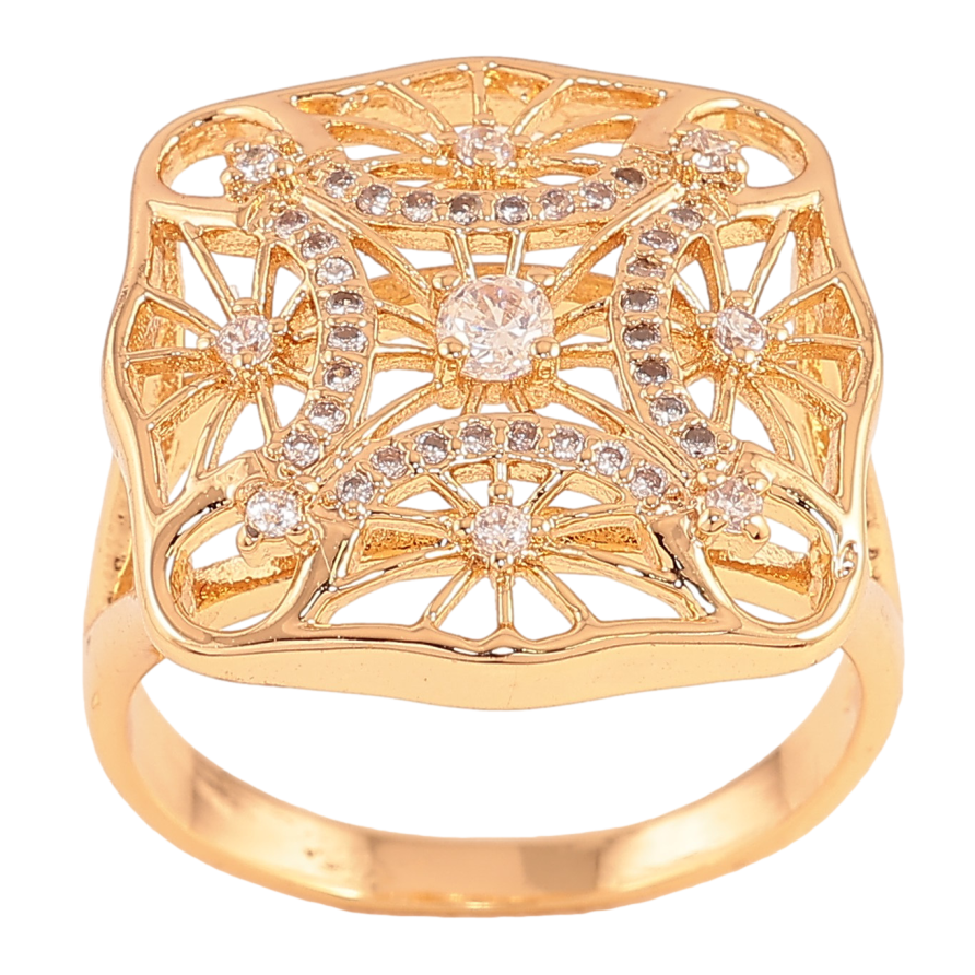 Кольцо Xuping цвет Позолота 18K "Узор с кристаллами"  фото №1