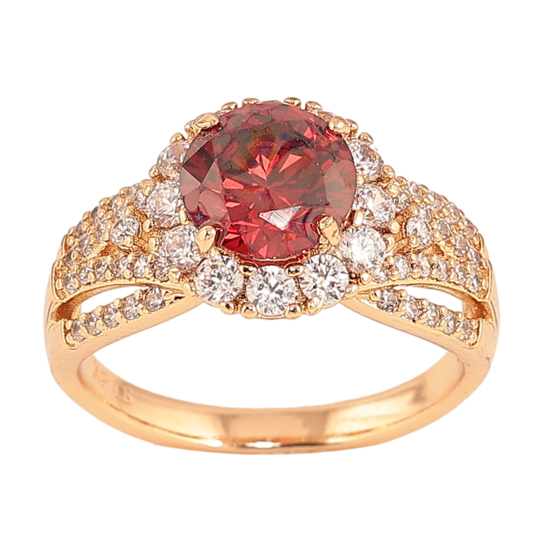 Каблучка Xuping колір Позолота 18K "Візерунок з червоним кристалом" фото №2