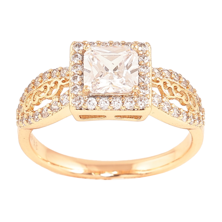 Каблучка Xuping колір Позолота 18K "Візерунок з кристалами" фото №3 Каблучка Xuping колір Позолота 18K "Візерунок з кристалами" фото №3