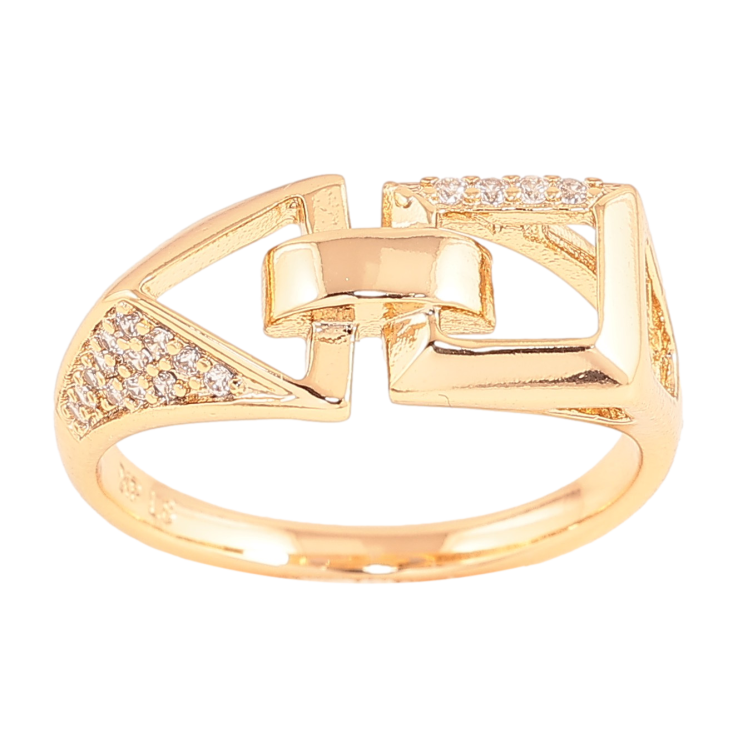 Каблучка Xuping колір Позолота 18K "Візерунок з кристалами" фото №5