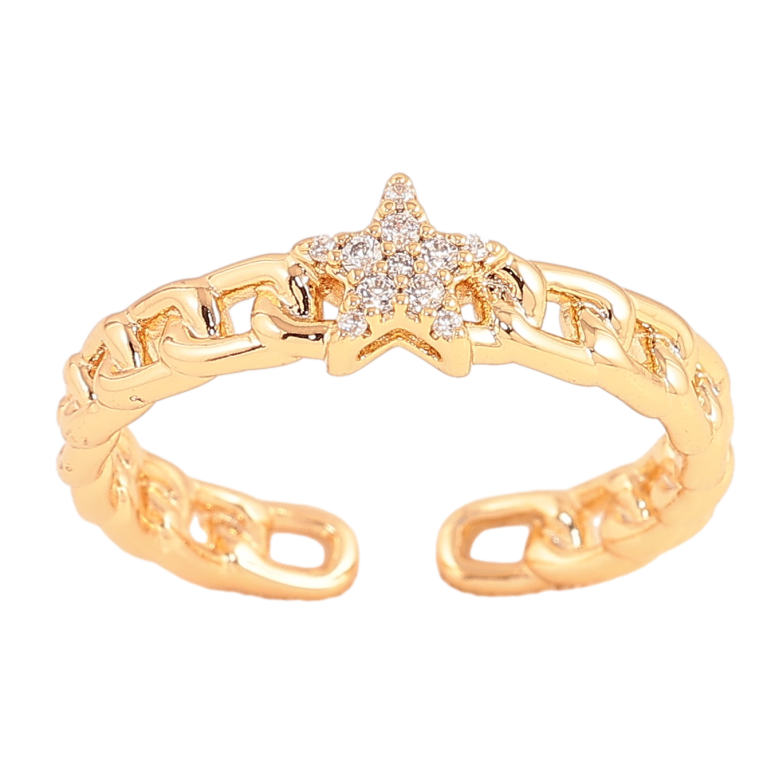 Каблучка Xuping колір Позолота 18K "Візерунок ланцюжок із зіркою" фото №1