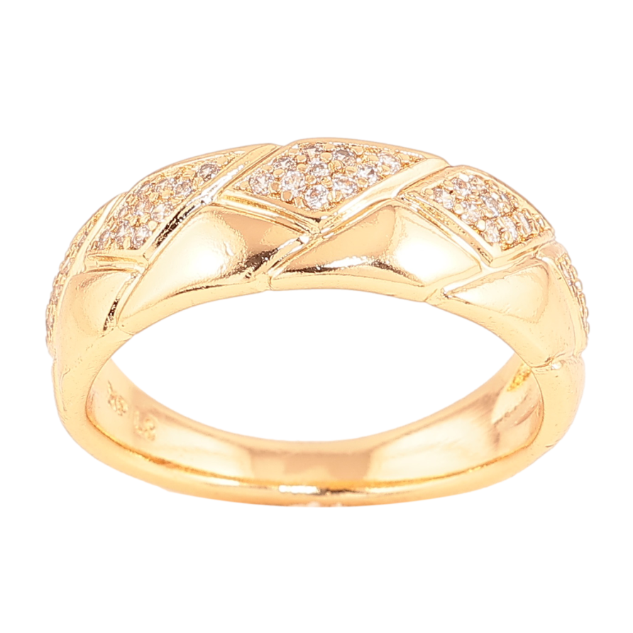 Каблучка Xuping колір Позолота 18K "Візерунок з кристалами" фото №1 Каблучка Xuping колір Позолота 18K "Візерунок з кристалами" фото №1