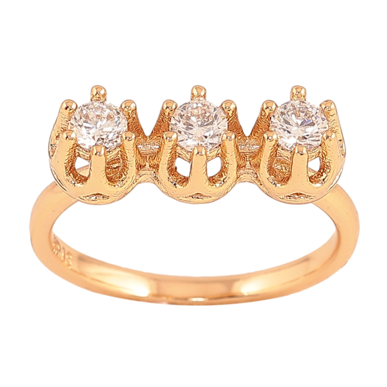 Кольцо Xuping цвет Позолота 18K "Три кристальных бутона" фото №3 Кольцо Xuping цвет Позолота 18K "Три кристальных бутона" фото №3