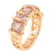 Кольцо Xuping цвет Позолота 18K "Узор с розовыми кристаллами" фото №2