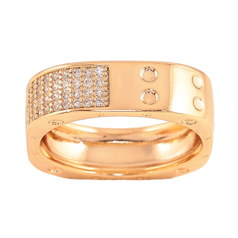 Каблучка Xuping колір Позолота 18K "Візерунок з інкрустацією кристалами" шир. 6мм фото №5 Каблучка Xuping колір Позолота 18K "Візерунок з інкрустацією кристалами" шир. 6мм фото №5