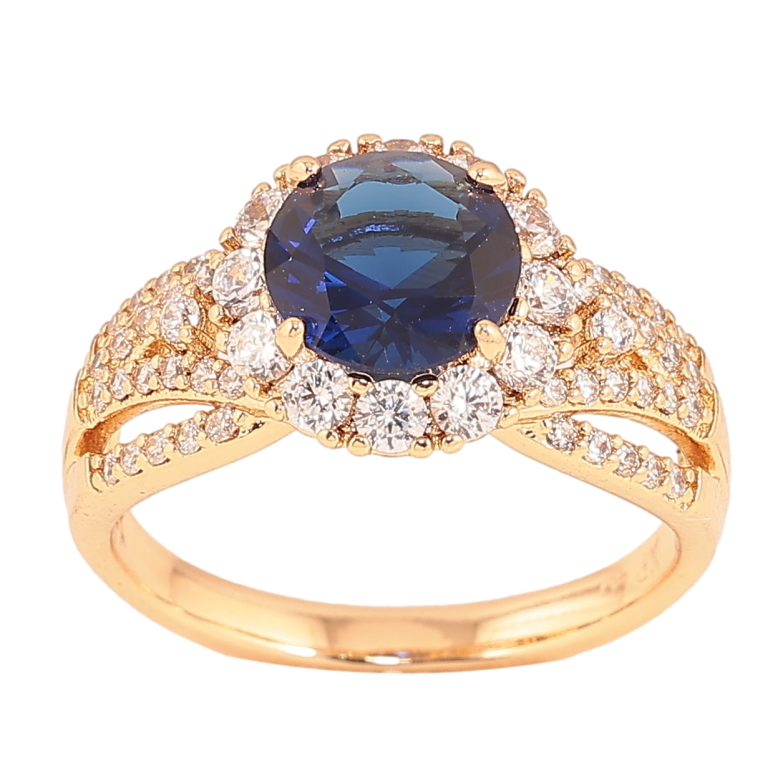 Каблучка Xuping колір Позолота 18K "Візерунок з синім кристалом" фото №4 Каблучка Xuping колір Позолота 18K "Візерунок з синім кристалом" фото №4