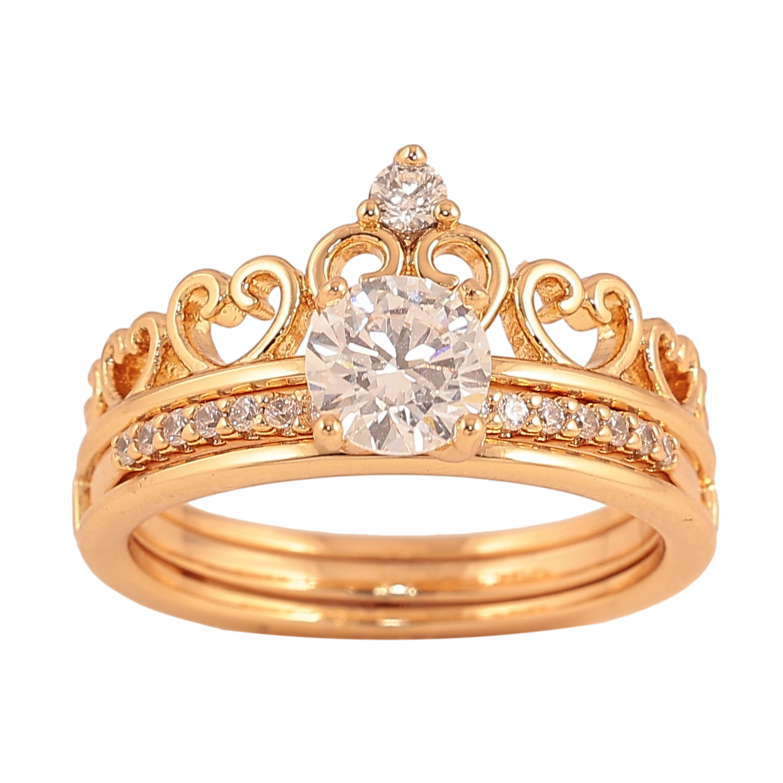 Каблучка Xuping колір Позолота 18K "Корона, подвійне" фото №8