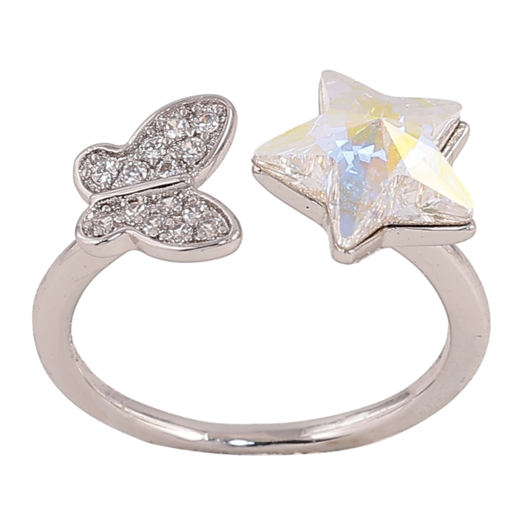 Каблучка Xuping колір Родій з кр-ми Swarovski "Метелик з кристальною зіркою АВ" фото №20