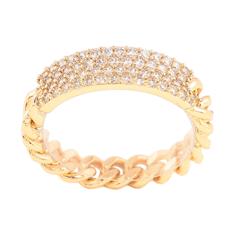 Каблучка Xuping колір позолота 18K м'яка шинка ланцюжок з інкрустацією кристалами фото №3 Каблучка Xuping колір позолота 18K м'яка шинка ланцюжок з інкрустацією кристалами фото №3