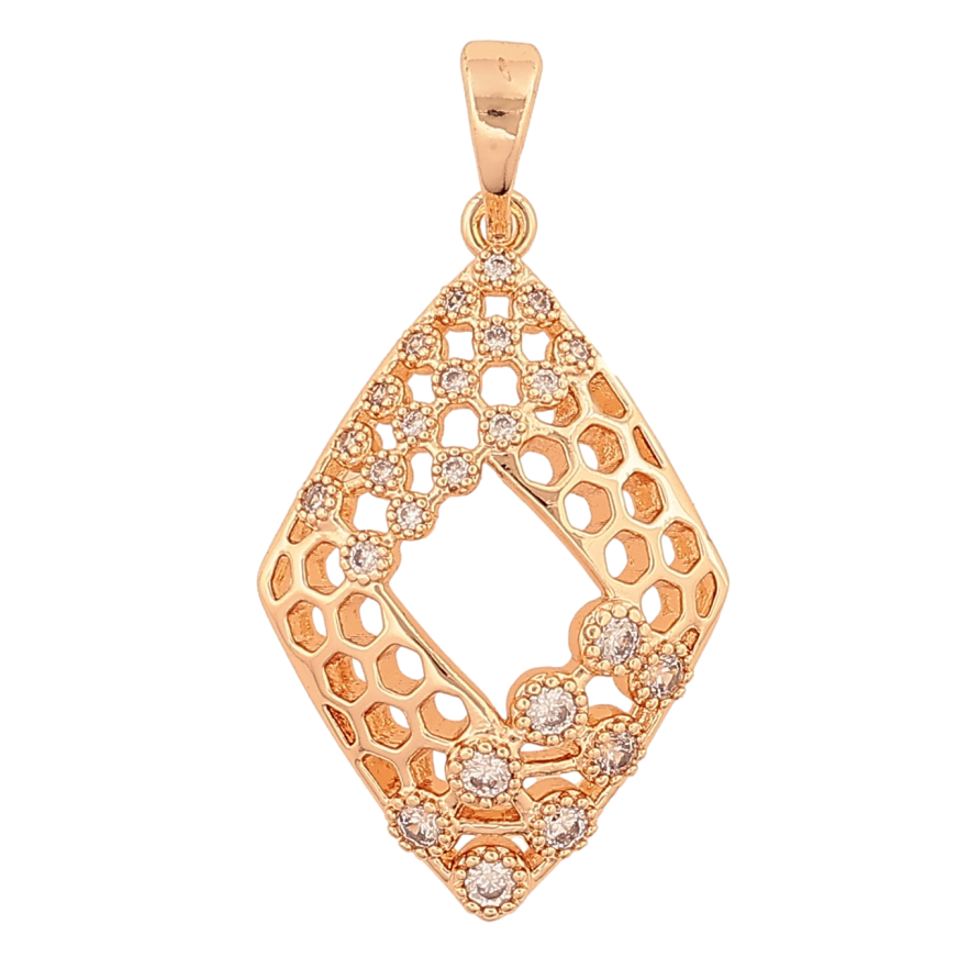 Кулон Xuping M&L колір 18K "Ромб із кристалами" для ланцюжка до 5мм фото №1 Кулон Xuping M&L колір 18K "Ромб із кристалами" для ланцюжка до 5мм фото №1