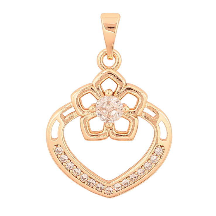 Кулон Xuping M&L цвет 18K "Сердечко с цветочком" для цепочки до 5мм фото №6 Кулон Xuping M&L цвет 18K "Сердечко с цветочком" для цепочки до 5мм фото №6