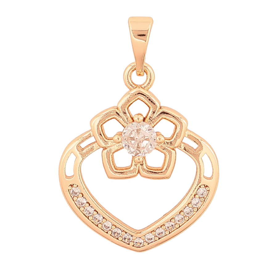 Кулон Xuping M&L цвет 18K "Сердечко с цветочком" для цепочки до 5мм фото №1 Кулон Xuping M&L цвет 18K "Сердечко с цветочком" для цепочки до 5мм фото №1