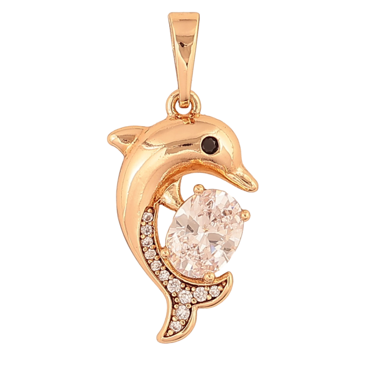 Кулон Xuping цвет Позолота 18K "Дельфин с кристаллом" для цепочки до 6мм фото №8