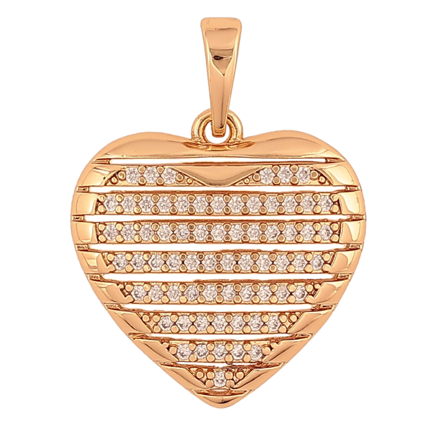 Кулон Xuping цвет Позолота 18K "Сердечко с дорожками кристаллов" для цепочки до 6мм фото №1 Кулон Xuping цвет Позолота 18K "Сердечко с дорожками кристаллов" для цепочки до 6мм фото №1