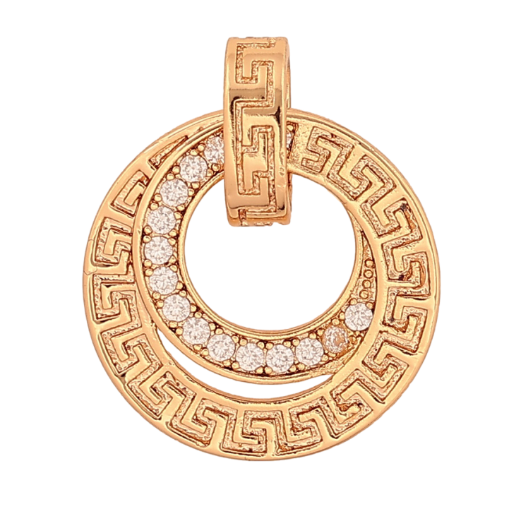 Кулон Xuping цвет Позолота 18K "Кольца с греческим орнаментом и кристаллами" для цепочки до 5мм фото №3