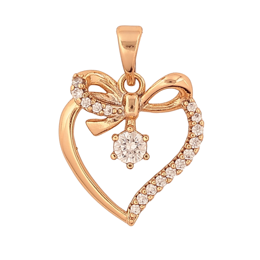 Кулон Xuping цвет Позолота 18K "Сердечко с бантом" для цепочки до 5мм фото №1 Кулон Xuping цвет Позолота 18K "Сердечко с бантом" для цепочки до 5мм фото №1