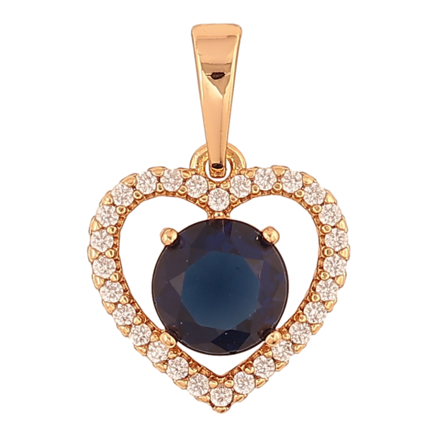 Кулон Xuping цвет Позолота 18K "Сердечко с синим кристаллом" для цепочки до 6мм фото №1