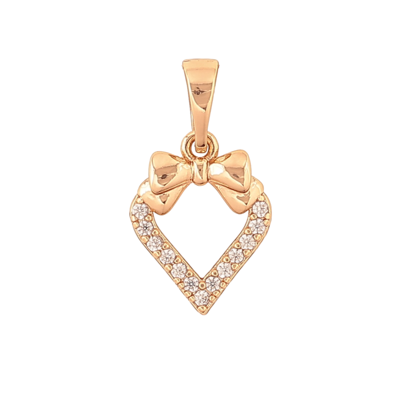 Кулон Xuping колір Позолота 18K "Серце з бантом" для ланцюжка до 5мм фото №4