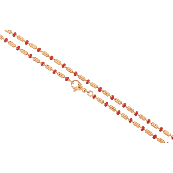 Ланцюжок Xuping колір Позолота 18K "Плетіння Перлина з червоною емаллю" довжина 44см х 2-3мм фото №7 Ланцюжок Xuping колір Позолота 18K "Плетіння Перлина з червоною емаллю" довжина 44см х 2-3мм фото №7
